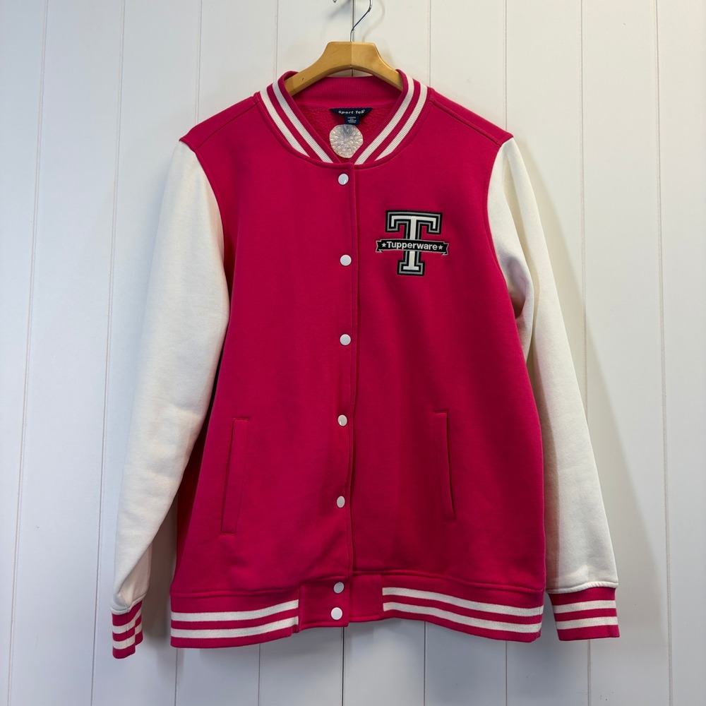 Sport-Tek Tupperware Logo Varsity Jacket Womens Size XL Corporate Promo Athletic